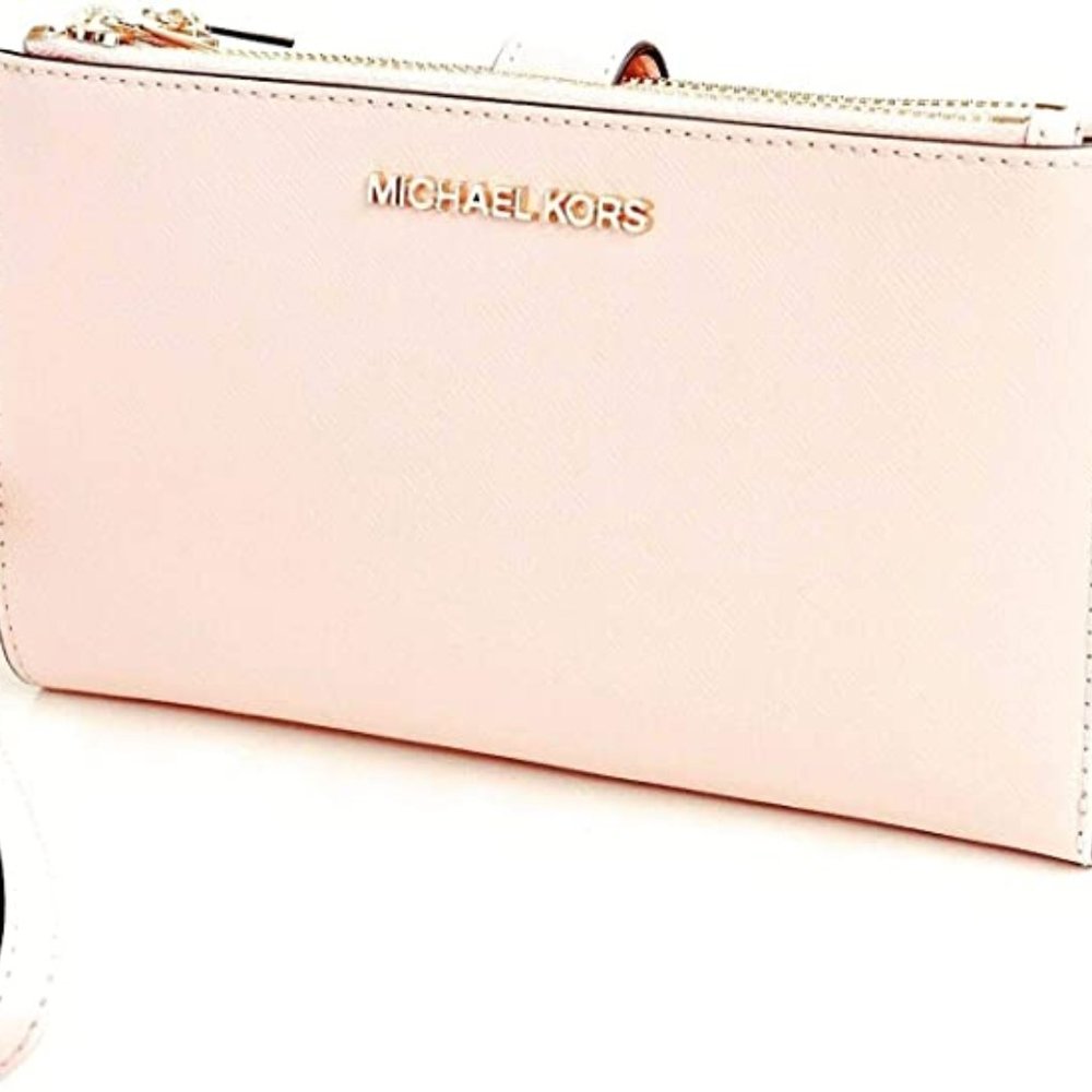 Michael Kors Women's Jet Set Travel Double Zip Wristlet in Powder Blush